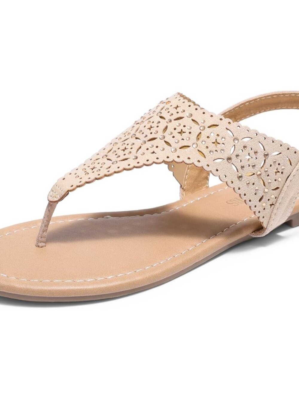 Stylish T-Strap Flat Sandals with Rhinestones - Ideal for Beach & Casual Wear